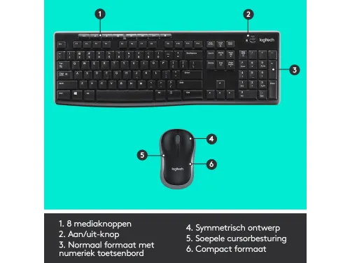 Logitech C270-webcam en MK270 draadloze toetsenbord- en muiscombinatie