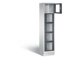 Lockerkast 1800x420x500mm 1x5 vakken Cilinderslot, Sokkel, RAL7021
