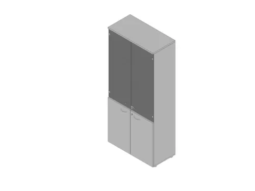 Vitrinekast 2000X900X450Mm Glazen Deuren 4Xhouten Vloer Aluminium Grij