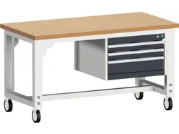 werkbank,verrijdbaar,HxBxD 840-1140x1500x750mm,beukenblad