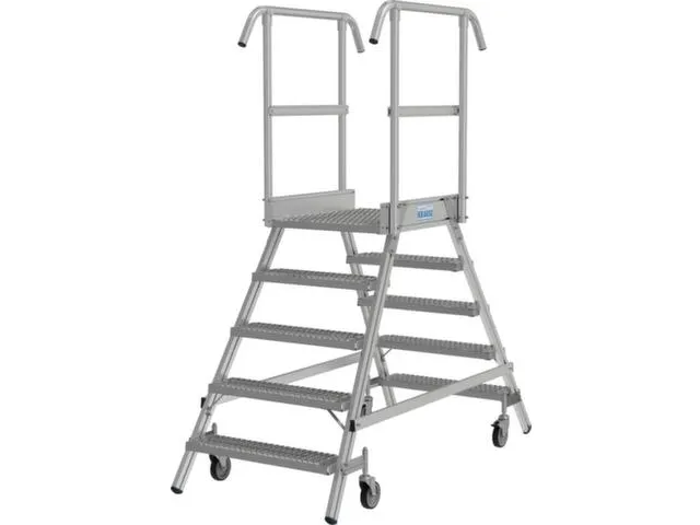 bordestrap,verrijdbaar,bordes H 1,2m,2x5treden m. R13-laag,aluminium