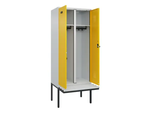 locker met bank,voor scheiding van kleding,HxBxD 2120x800x815mm,2vak
