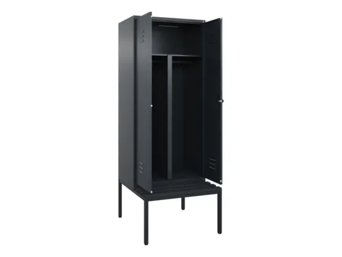 PBM-locker met bank,HxBxD 2120x800x815mm,2vak,vak B 400mm,draaigrendel