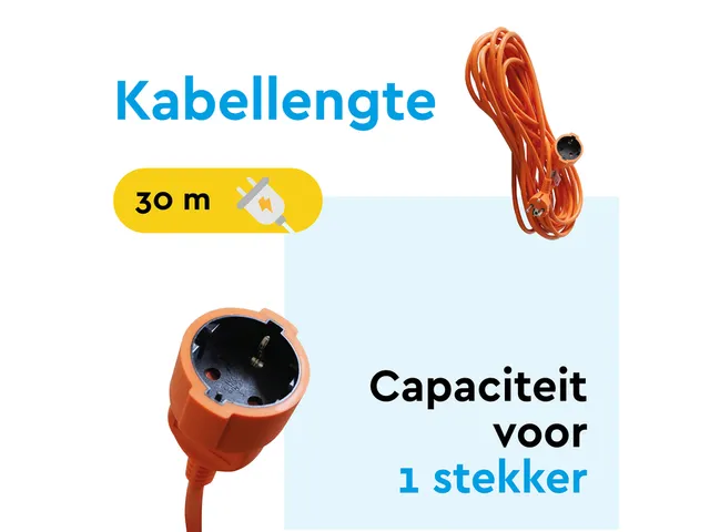 Verlengkabel BRASQ 30m oranje