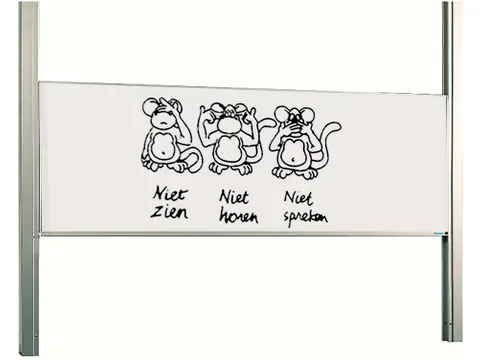 Schoolbord Enkelvlaksbord 120x400cm Verstelbaar Kolom Wit Emaille