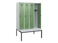 locker met bank,HxBxD 1950x1200x815mm,4vak,vak B 300mm,draaigrendel