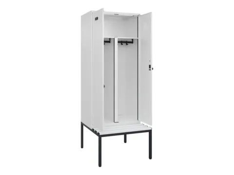 PBM-locker met bank,HxBxD 2120x800x815mm,2vak,vak B 400mm,draaigrendel