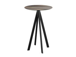 statafel,HxØ 1090x700mm,rond,4voeten zwart,blad HPL Tropical Wood - 1