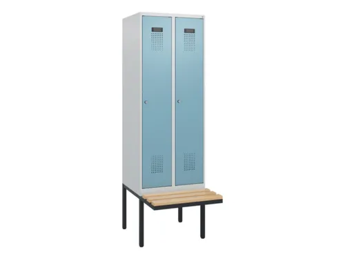 locker met bank,HxBxD 1950x600x815mm,2vak,vak B 300mm,cilinderslot