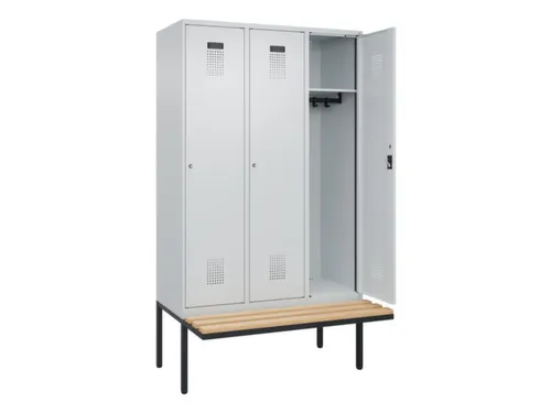 locker met bank,HxBxD 2120x1200x815mm,3vak,vak B 400mm,cilinderslot