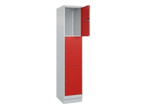 lockerkast,HxBxD 1950x400x500mm,1x3vakken,vak B 400mm,cil.-slot,sokkel