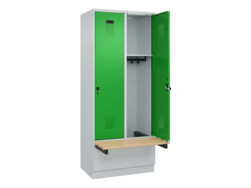 locker met bank,HxBxD 1950x800x815mm,2vak,vak B 400mm,draaigrendel