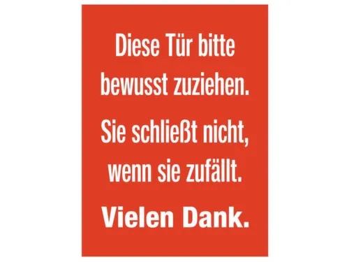 deurbord,Deze deur goed dichttrekken.,folie,rood/wit,zelfklevend