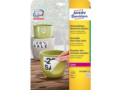 Avery Afneembare Weerbestendige Etiketten Diameter 30 mm