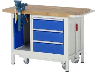 Werkbank 880x1250x700mm Beukenhouten Werkblad 3laden Kast - 1