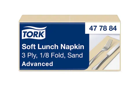 Tork 477884 Soft Lunchservet Advanced Zand 33x33cm 1/8 vouw