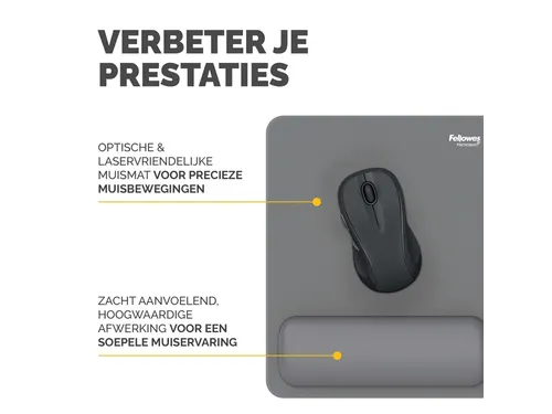 Muismat met polssteun Fellowes Breyta grijs 20x24cm