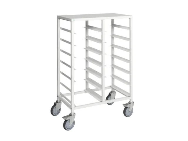 etagewagen,draagverm. 150kg,14etage(s),Dienbladschap,wit,PU-banden