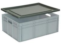 OUTLET stolpdeksel PP v. grote euronorm-container 130l v. bak LxB 800x