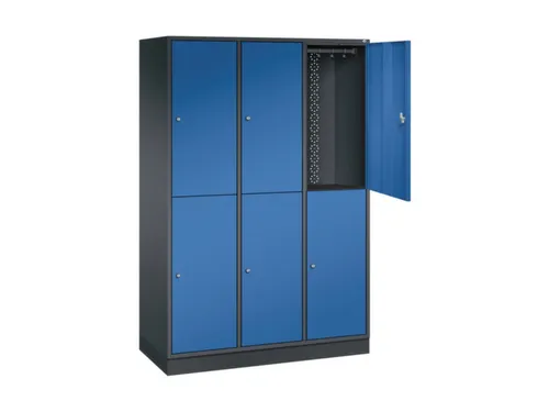 Dubbeldekse garderobekast,RAL 7035/RAL 3003,HxBxD 1950x1220x500mm