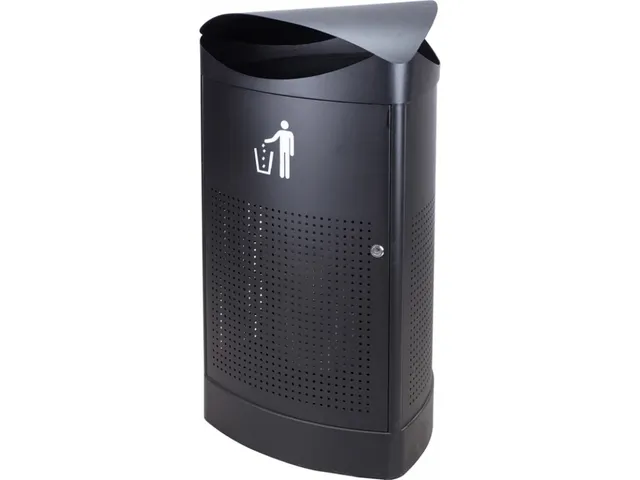 Driehoekige Buitenafvalbak 60 Liter Zwart