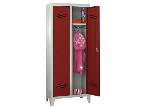 lockerkast v. kinderen,HxBxD 1300x530x300mm,2vak,RAL7035,front RAL3000