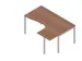 Bureau d’angle 730x1600x1200mm 4 pieds retour à droite noyer/alu