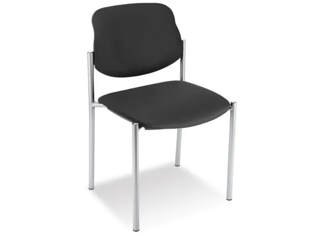 Bezoekersstoel,4Voeten Ronde Buis Aluminium-Zilver,Zitting Stof Zwart