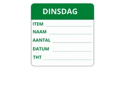 LabelLORD PL Dagetiket Dinsdag 50x50mm Groen Flushlabel 250 stuks