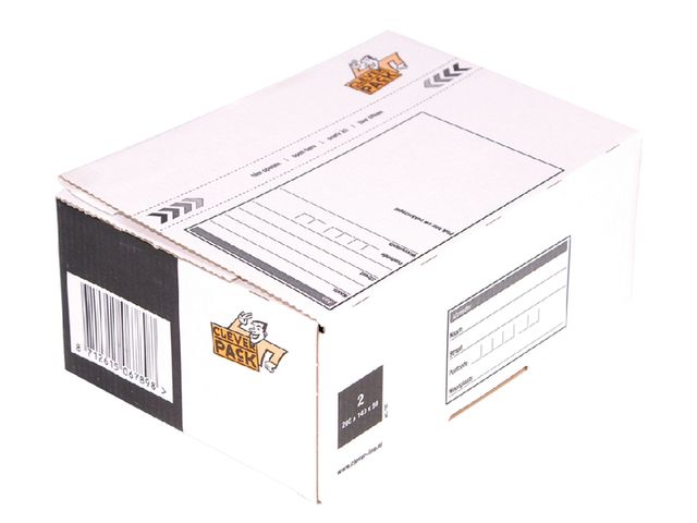 Postpakketbox 2 CleverPack 200x140x80mm wit 25stuks | CleverpackShop.nl