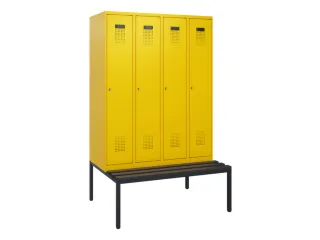 locker met bank,HxBxD 1950x1200x815mm,4vak,vak B 300mm,cilinderslot - 1