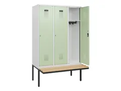 locker met bank,HxBxD 1950x1200x815mm,3vak,vak B 400mm,cilinderslot
