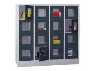 lockerkast,HxBxD 1518x1600x500mm,4x4vakken,RAL7035,front RAL7016 - 2
