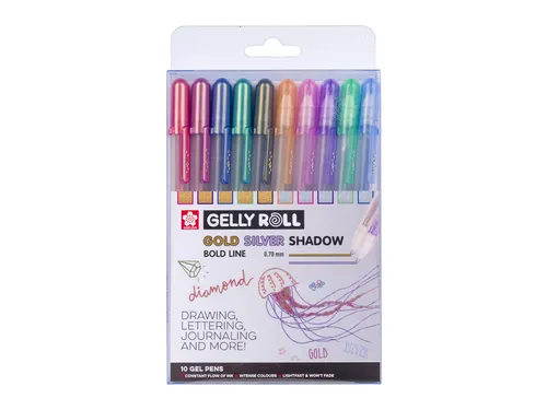 Gelschrijver Sakura Gelly Roll 0.7mm Gold & Silver Shadow 10 stuks