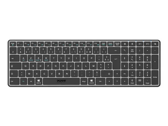 Clavier sans fil Port Designs Bluetooth rechargeable AZERTY FR noir