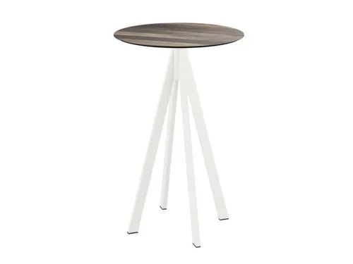 statafel,HxØ 1090x700mm,rond,4voeten wit,blad HPL Tropical Wood
