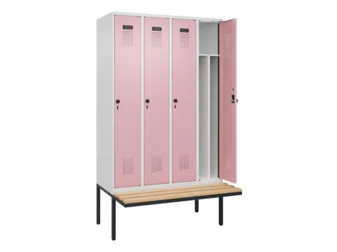 locker met bank,voor scheiding van kleding,HxBxD 2120x1200x815mm,4vak
