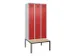 locker met bank,voor scheiding van kleding,HxBxD 2120x900x815mm,3vak