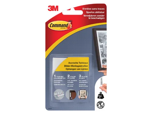 Bevestigingsstrip Command 3m 17201c Klikstrips Licht 5,4kg 8 Stuks