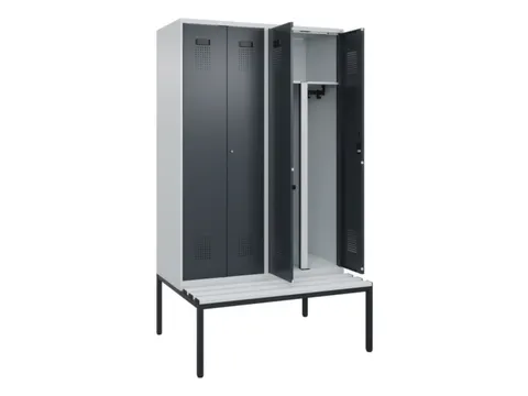 PBM-locker met bank,HxBxD 2120x1200x815mm,4vak,vak B 300mm