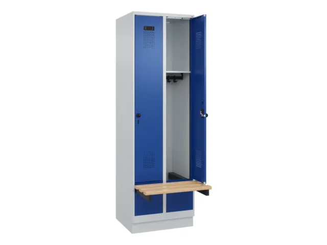 locker met bank,HxBxD 1950x600x815mm,2vak,vak B 300mm,draaigrendel