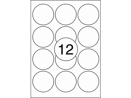 Etiket Rillstab Rond Ø63.5mm Wit