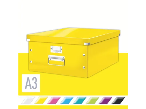 Opbergbox WOW Click & Store 369x200x482mm geel 85% gerecycled karton