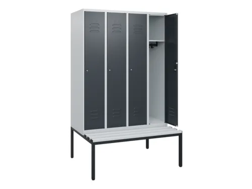 locker met bank,HxBxD 1950x1200x815mm,4vak,vak B 300mm,cil.-slot