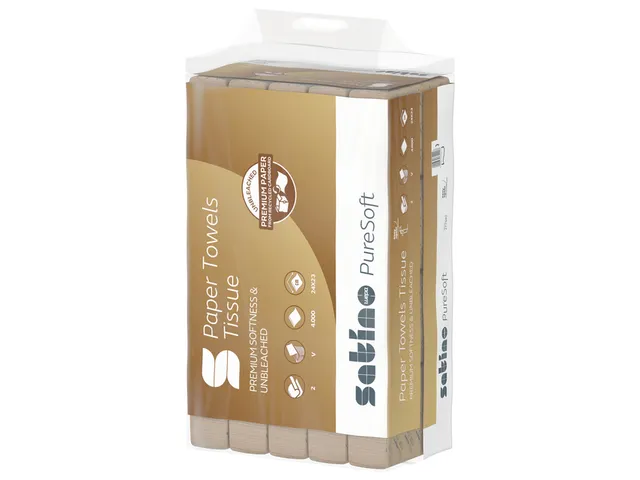 Handdoek PureSoft PT3 V-vouw 2-laags 240x230mm 277540 naturel