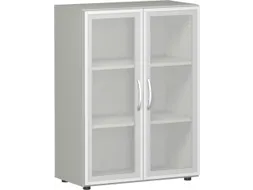 vitrinekast HxBxD 1104x800x420mm 2xhouten vloer 3OH RAL7035
