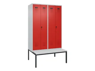 PBM-locker met bank,HxBxD 2120x1200x815mm,4vak,vak B 300mm - 2