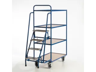 Orderverzamelwagen 990x590mm Totale H 1900mm 4 Etages Hout Ral5010 - 12