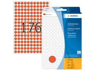 HERMA 2212 Multipurpose etiketten Rond 8mm Rood 5632 stuks - 1