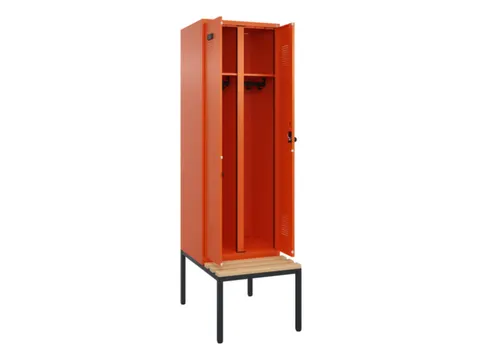 locker met bank,voor scheiding van kleding,HxBxD 2120x600x815mm,2vak